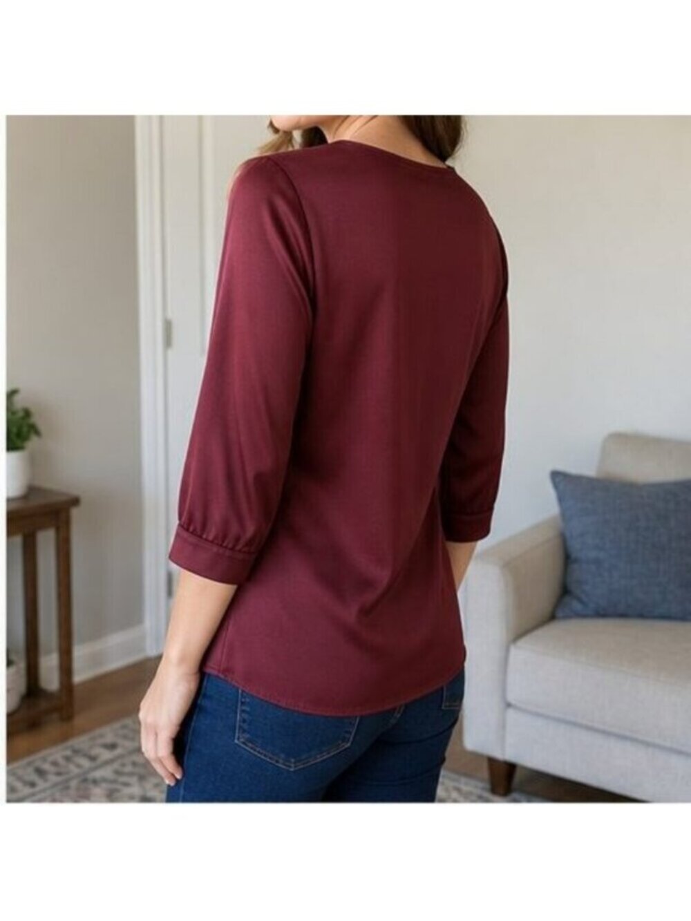 Burgundy Ruffle Blouse - Picture 3 of 6